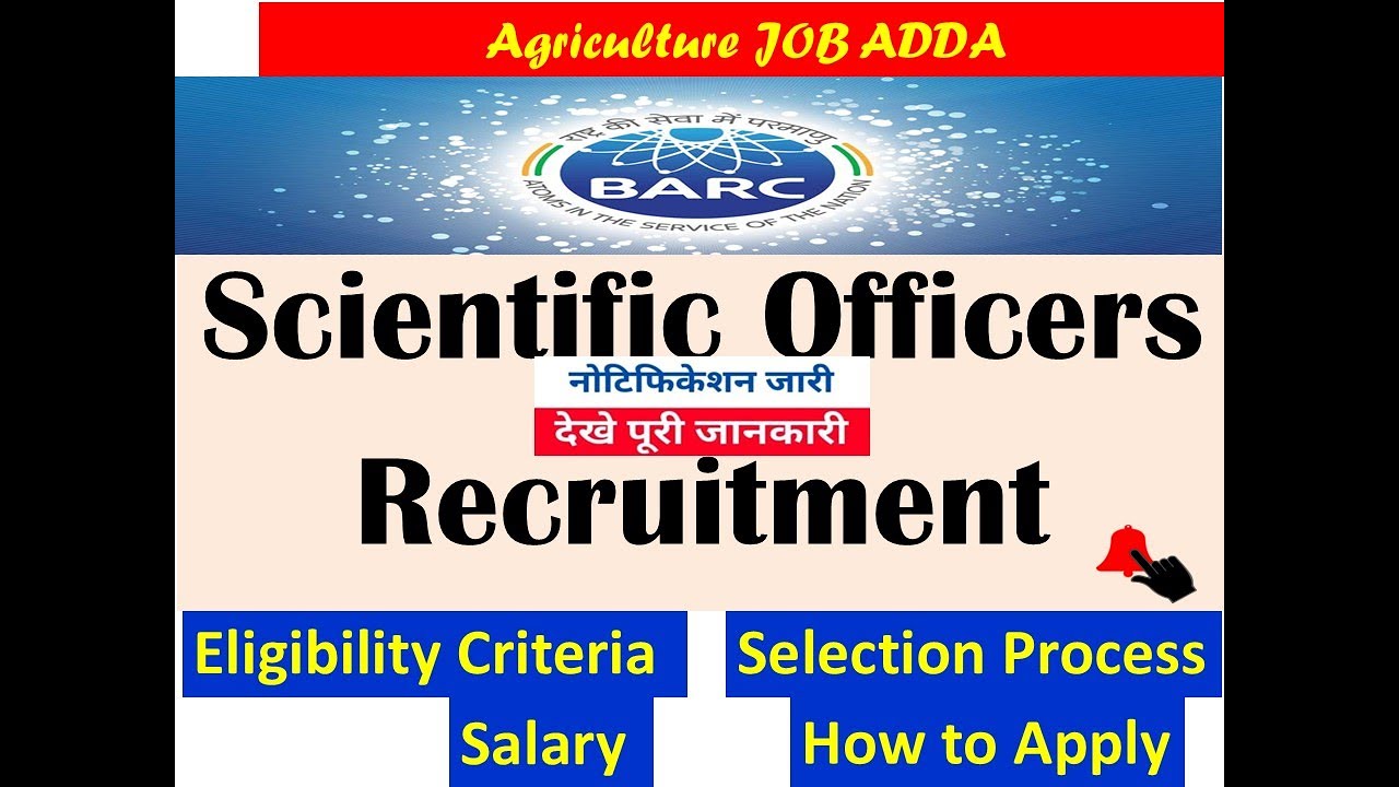 BARC Scientific officer post for M Sc Ag