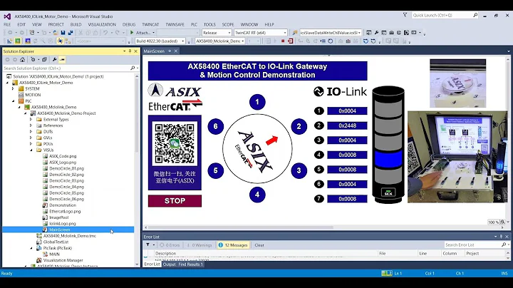 ASIX AX58400 EtherCAT to IO-Link Gateway and Motor Control Demonstration