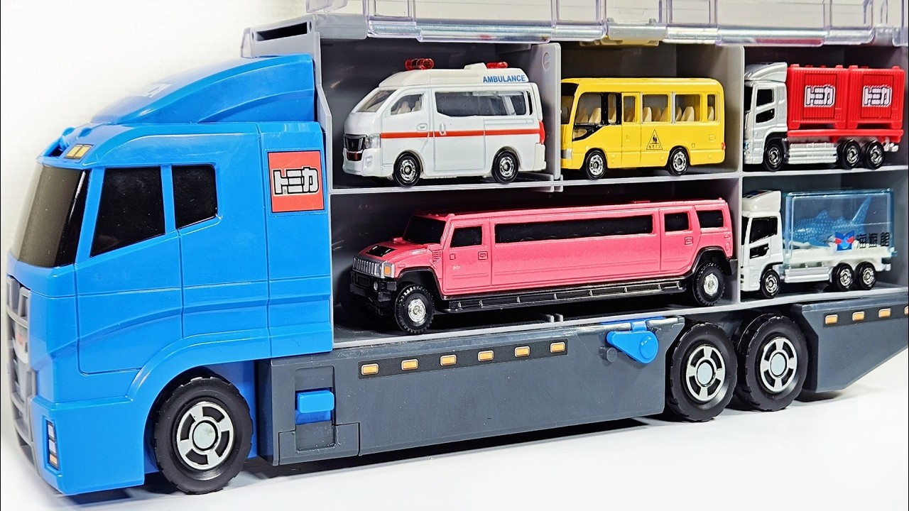 トミカ 働く車12台セット 現行・廃盤 NEWシール付き有り 未開封 トミカ開封☆はたらくくるまを坂道で走行テストしました！コンボイに