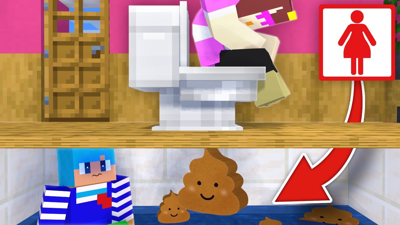 トイレの下に秘密基地作ってイタズラしてみた！【まいくら / マインクラフト】