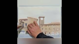 Simple Watercolor Cityscape Painting I Orvieto I Watercolor Demo I Basit Suluboya I Street Scene