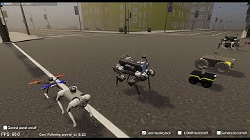 [Unity-ROS2 Simulator] Multi robots (Quadruped robot, mobile robot, drones) with sensors and SLAM