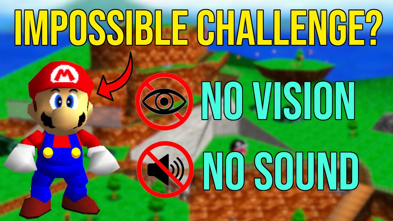 Can you play Super Mario 64 WITHOUT SOUND + BLINDFOLDED? YouTube