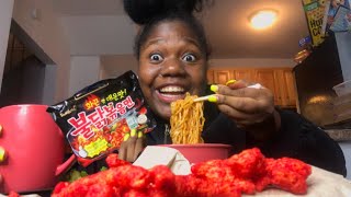 ASMR HOT CHEETOS w/ SPICY NOODLES *samyang* MUKBANG |vickey cathey