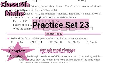 Practice Set 23 Class 6th Maths | Chapter 9 HCF LCM Class 6 maths