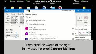 Using SEARCH at the top of Outlook