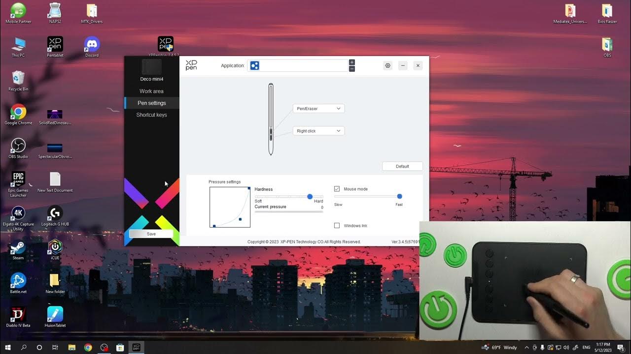 How to change sensitivity on XPPen Deco Mini 4 / Change sensitivity on