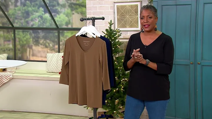 Susan Graver Modern Essentials Liquid Knit 3/4 Sle...