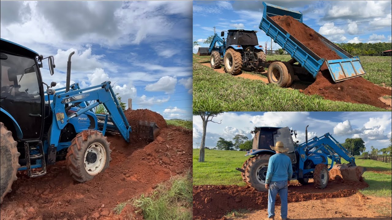 Manutenções na Fazenda! Cascalhando estradas e cocheiras com o nosso trator!