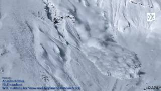 Artificially-triggered avalanche plunges down a mountainside