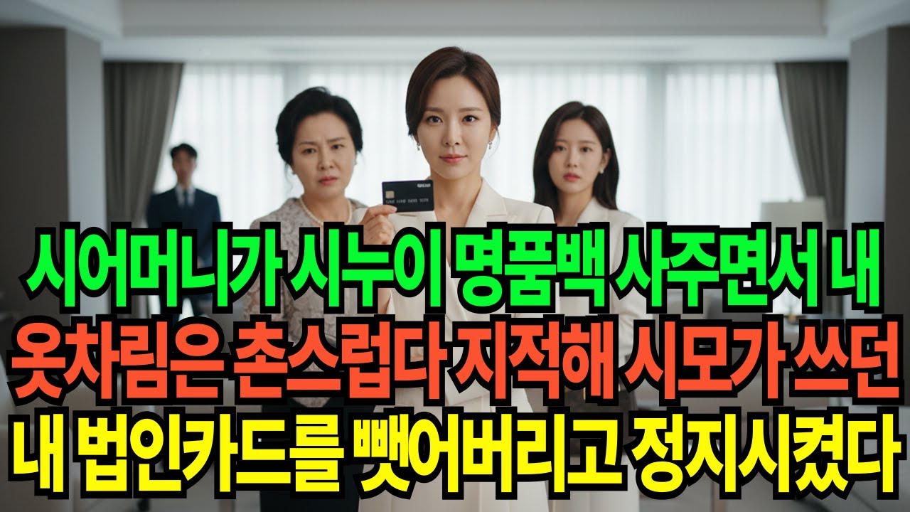 시어머니가 시누이 명품백은 사주면서 제 옷차림은 촌스럽다 지적해, 시어머니가 쓰던 제 법인카드를 정지시켰습니다 