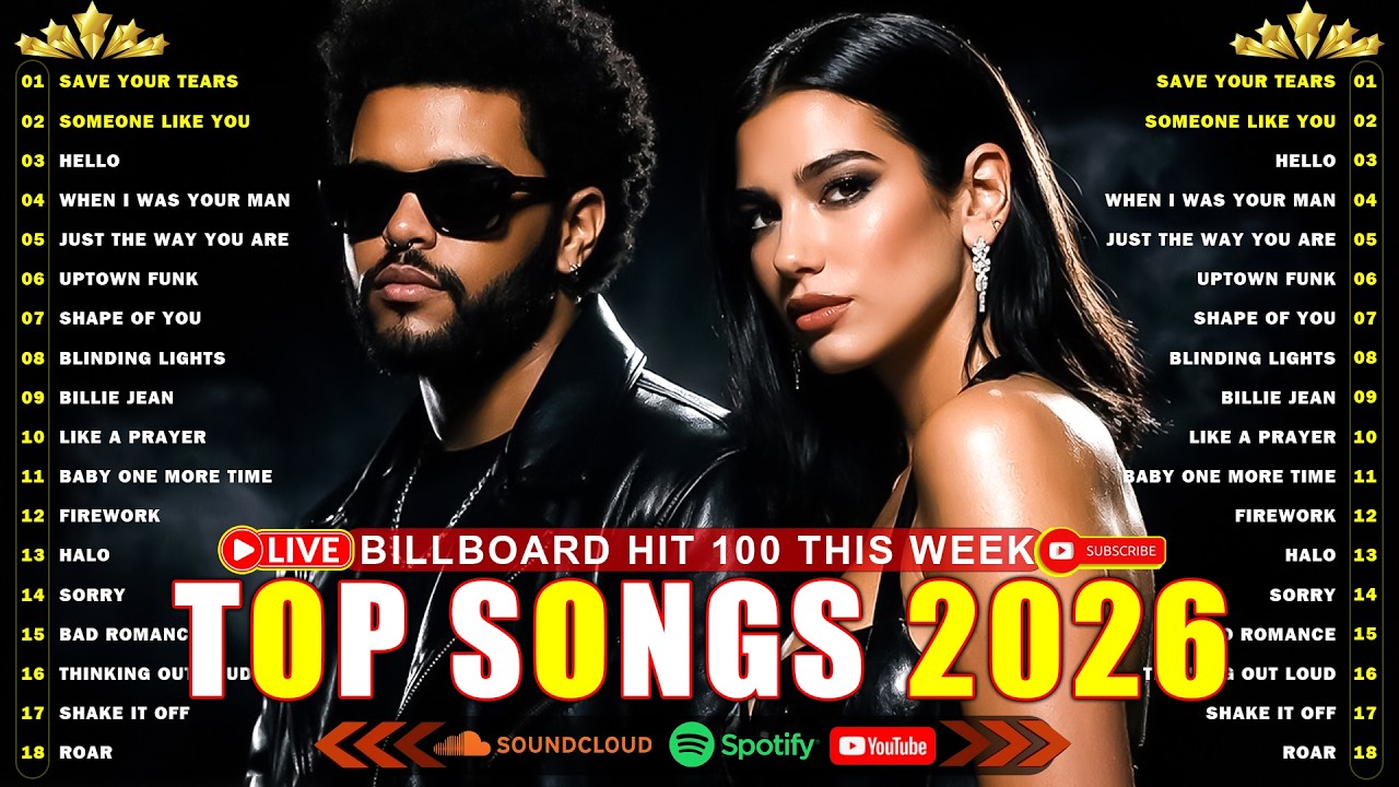 The Weeknd, Bruno Mars, Maroon 5, Coldplay, Dua Lipa, Adele, Lady Gaga, Ed Sheeran 🎯 Pop Music 2026