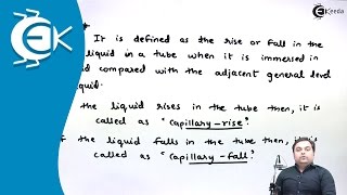 Definition of Capillarity with Expressions for Capillary Rise and Capillary Fall - Fluid Mechanics 1