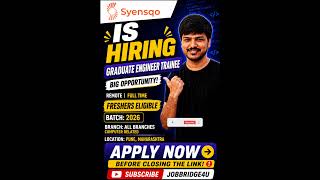 Syensqo Hiring Graduate Engineer Trainee 🔥 2026 Batch Eligible | Freshers Apply Now
