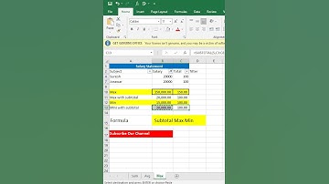 Excel Subtotal maximum minimum formulas