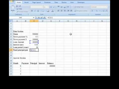 Fixed principal amortization schedule excel