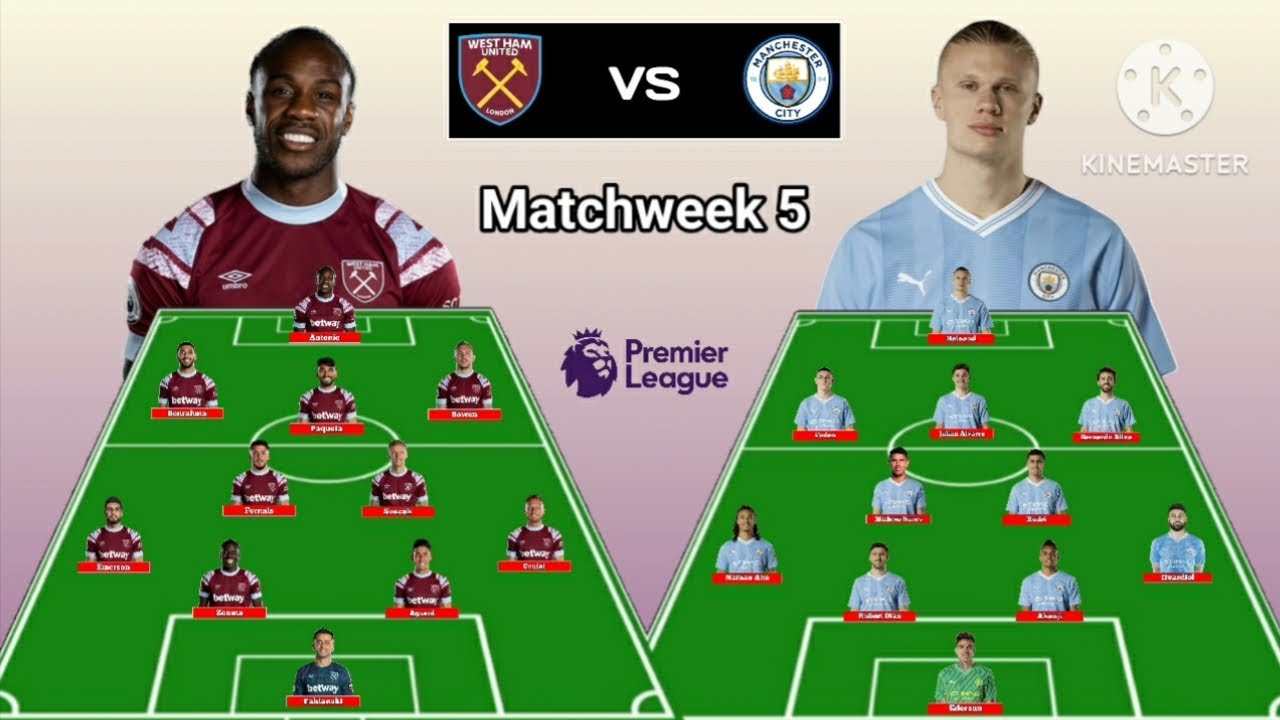 West Ham vs Manchester City Head To Head Line Up Matchweek 5 Premier
