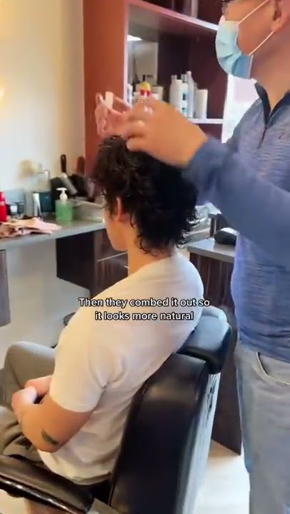 How my son got a hairstyle like BTS V #shorts #howto #hairstyle #bts #taehyung #perm #motherson