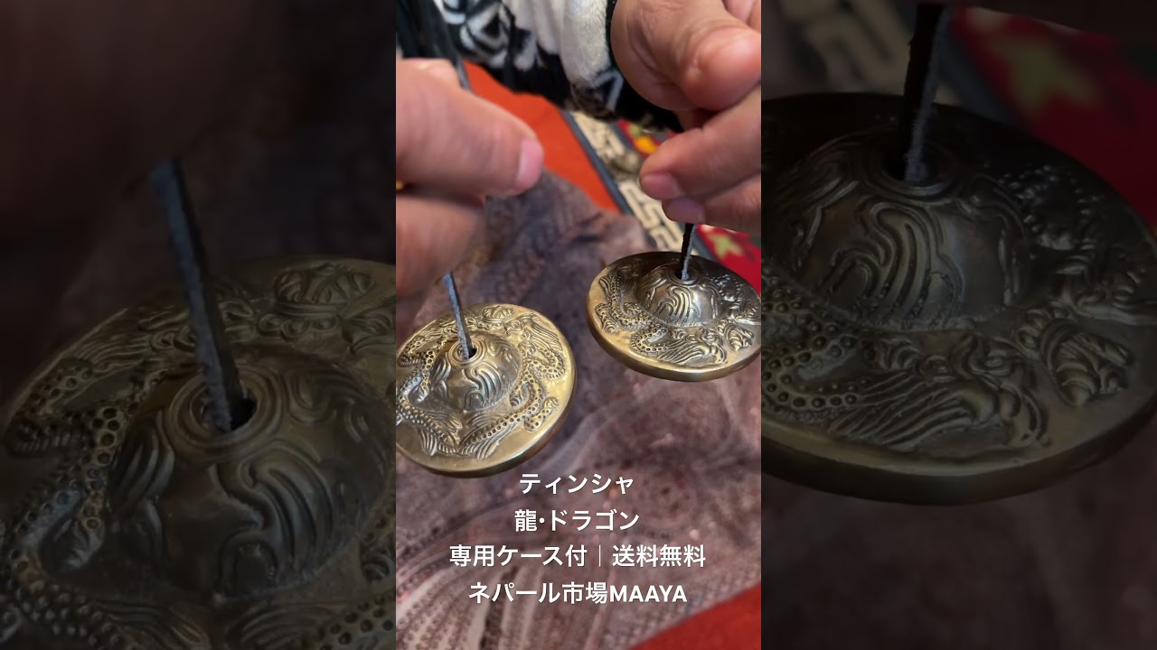 ネパールのドラゴン模様ティンシャ ティンシャ｜龍・ドラゴン｜専用ケース付｜送料無料 | シンギング