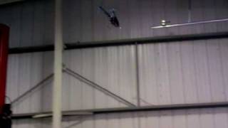 3dx450 V4 modeled round the trex 450 RC helicopter flying in garage
