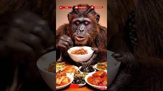 igfoot Monkey Mukbang 🍚 Korean Rice & Kimchi Feast | ASMR Eating & Fun Thumbs-Up Vibes. #shorts