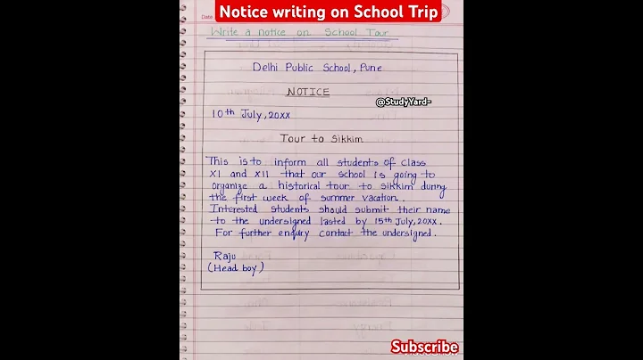 Notice writing on school trip l notice writing l notice writing class 5/6/7/8/9/10/11/12
