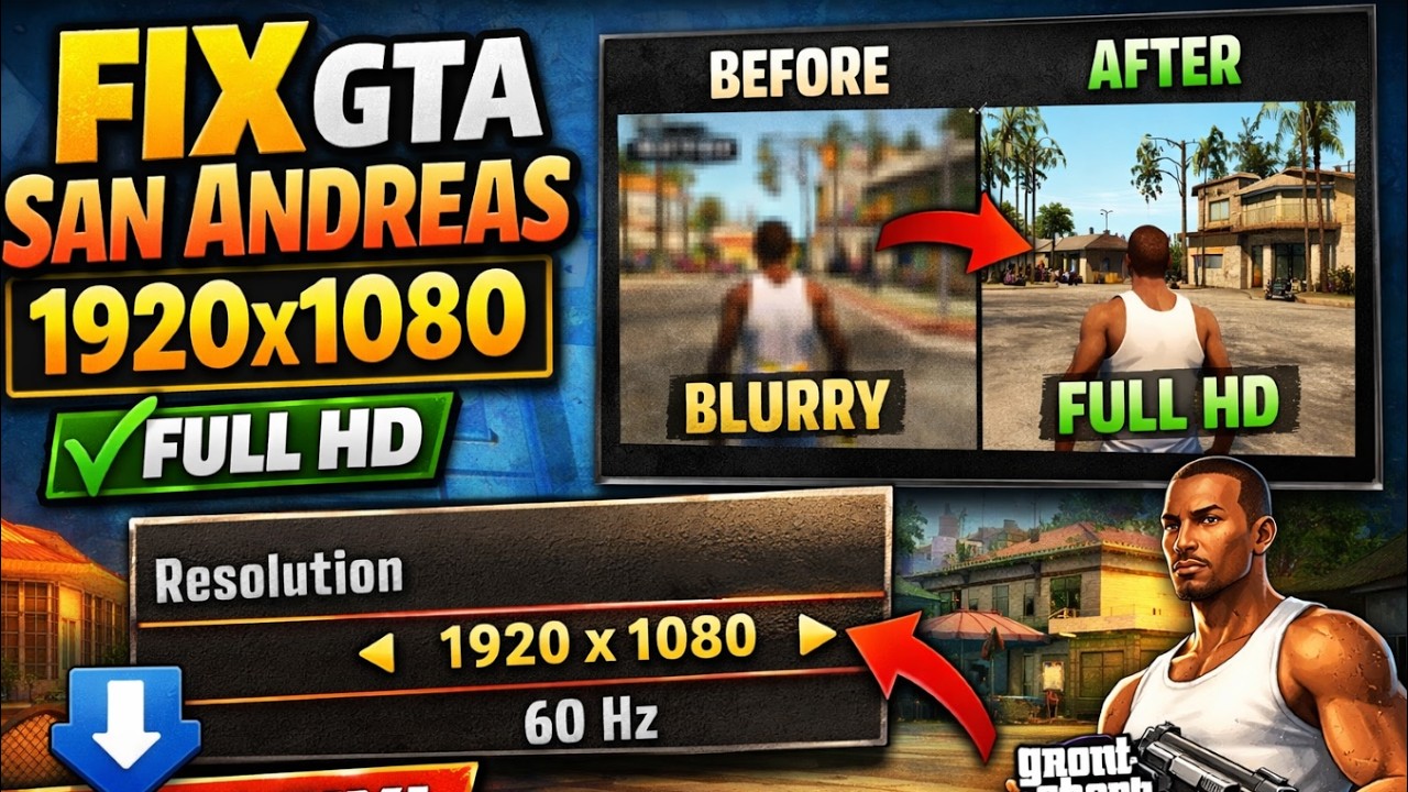 GTA San Andreas Resolution Fix 1920×1080 (Full HD) - YouTube