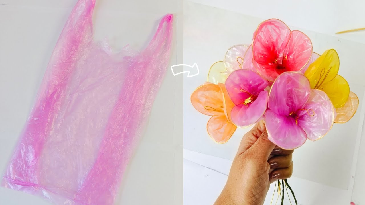 How to Make Beautiful Flowers from Plastic Bags | Easy DIY Crafts #bestoutofwaste  #plasticbags #diy