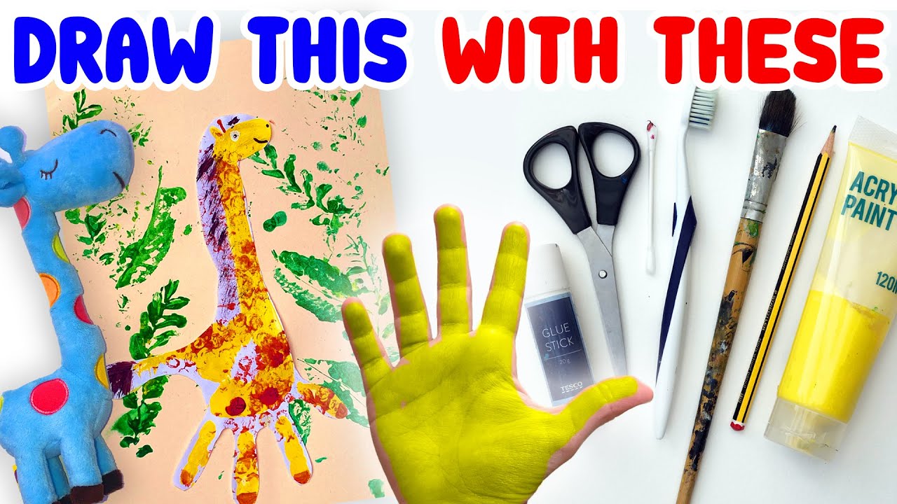 How to PAINT a GIRAFFE with FINGERS and a TOOTHBRUSH YouTube