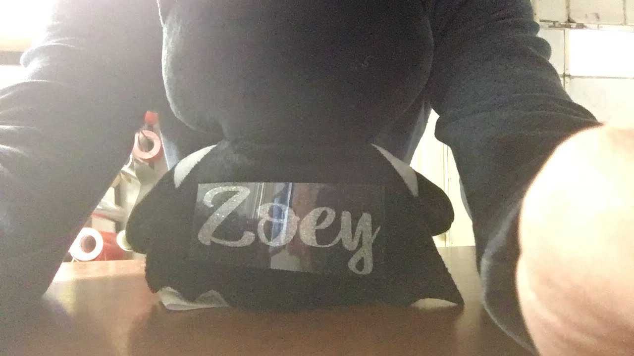 Heat transfer vinyl on a stuffed animal