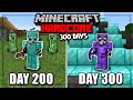 I Survived 300 Days in HARDCORE Minecraft...