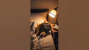 The fatty orange cat struggles to get out of bed like a sleepy human