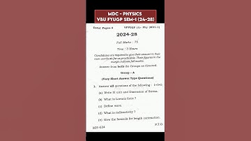 MDC - PHYSICS PYQs | VBU FYUGP SEMESTER 1 (24-28) #physics #vbuhazaribagh