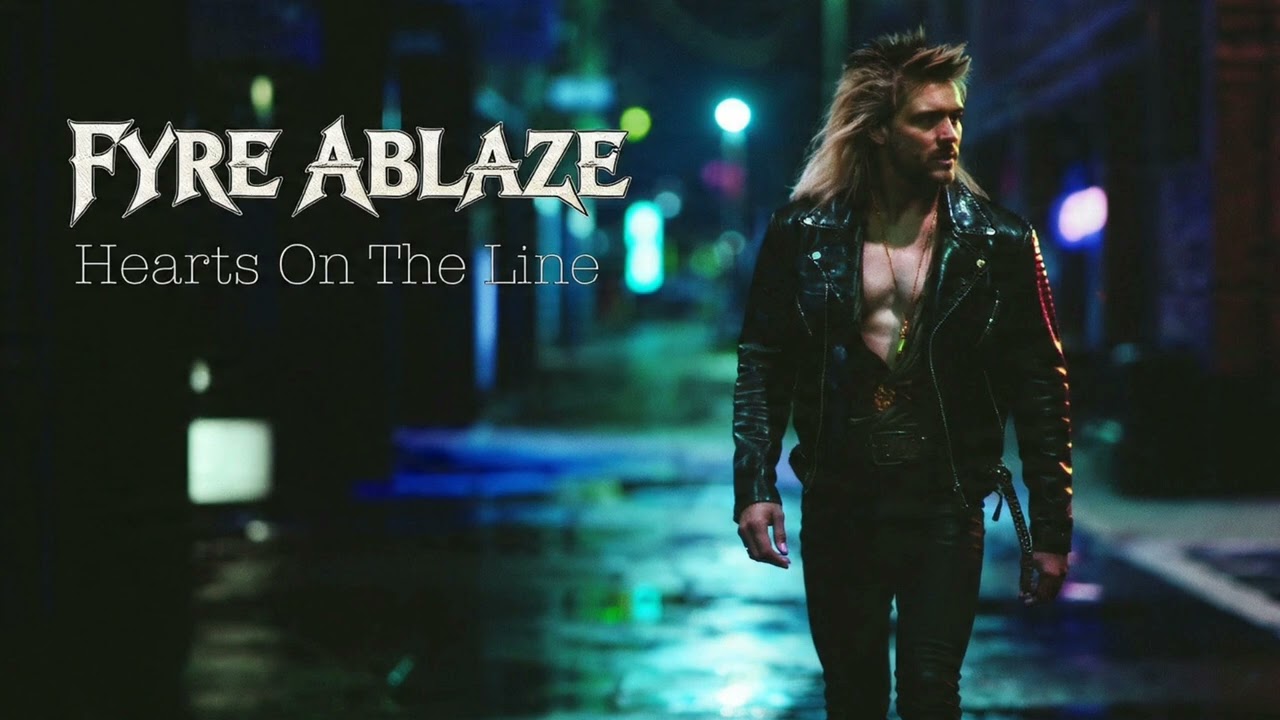 Fyre Ablaze - Hearts On The Line (Lyric video) / 80's rock synthwave