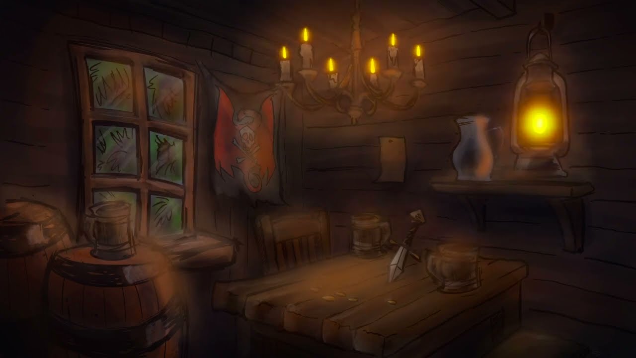 ✍🏼 Hand-Drawn D&D Tavern Scene 🍻 Animated Ambience (30 Min ASMR Jungle + Music)
