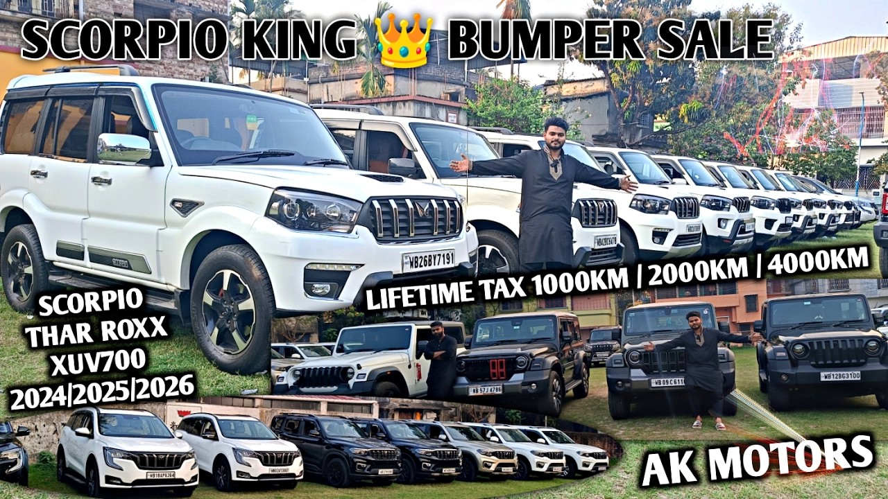 AK Motors: SCORPIO-N And Scorpio IN KOLKATA🔥 50+ STOCK | ALL SERIES 2017 To 2025 Model Car THAR ROXX