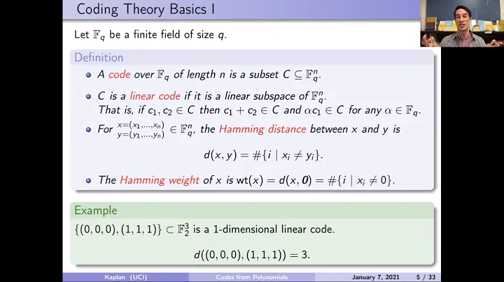 Nathan Kaplan, "Codes from polynomials over finite fields"