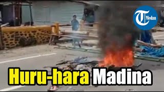 Huru hara Madina Berujung Pembakaran 2 Mobil, Jalan Lintas Sumatra Diblokir, Lalin Terhenti Total