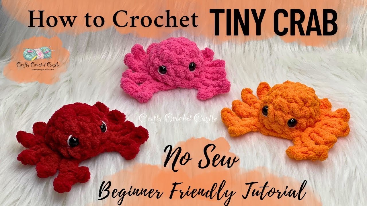 How to Crochet Tiny Crab in 20 min| No Sew Beginner Friendly Tutorial | Desk Pets | Keychain | Plush