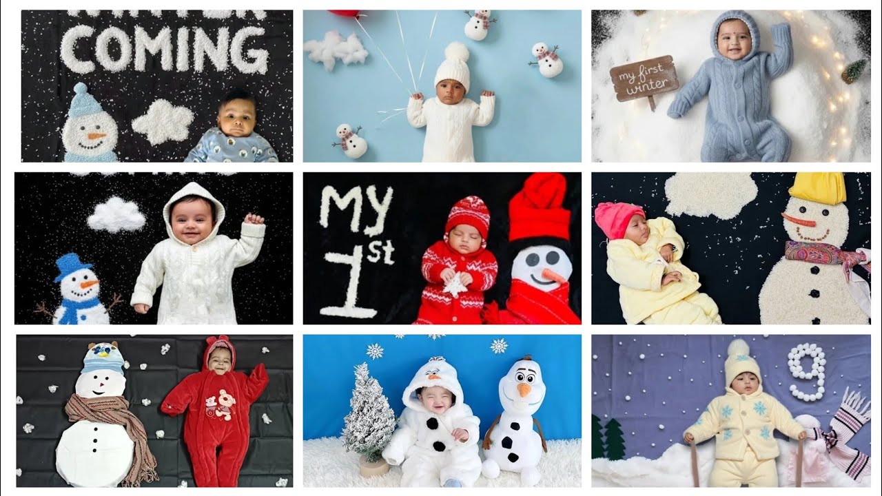 Winter theme baby photoshoot ideas| Snowman theme | Baby Winter theme photoshoot ideas