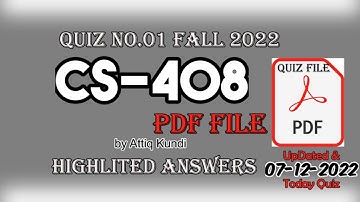 CS408 quiz 1 solution file | CS408 quiz 1 pdf solution file Fall 2022 || Today Quiz || 07-12-2022