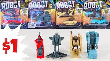$1 Transforming Robots to SHIP, JET, TANK, and BIG GUN | $1 Toy Reviews