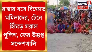 Sandeshkhali News : রাস্তায় বসে বিক্ষোভ মহিলাদের, টেনে হিঁচড়ে সরাল পুলিশ, ফের উত্তপ্ত সন্দেশখালি