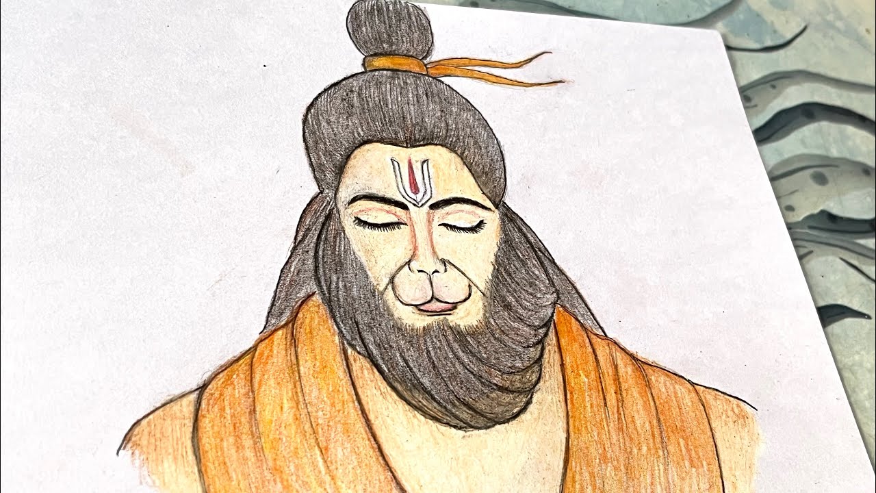 How to LORD HANUMAN DRAWING step by step - YouTube