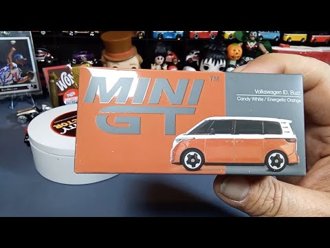 Volkswagen ID Buzz in Candy White and Electric Orange by MiniGT