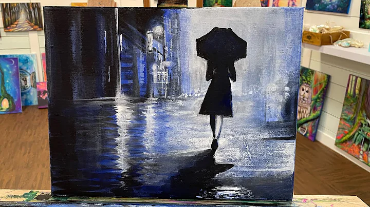 How To Paint WALKING IN THE RAIN Acrylic PAINTING Tutorial EASY!