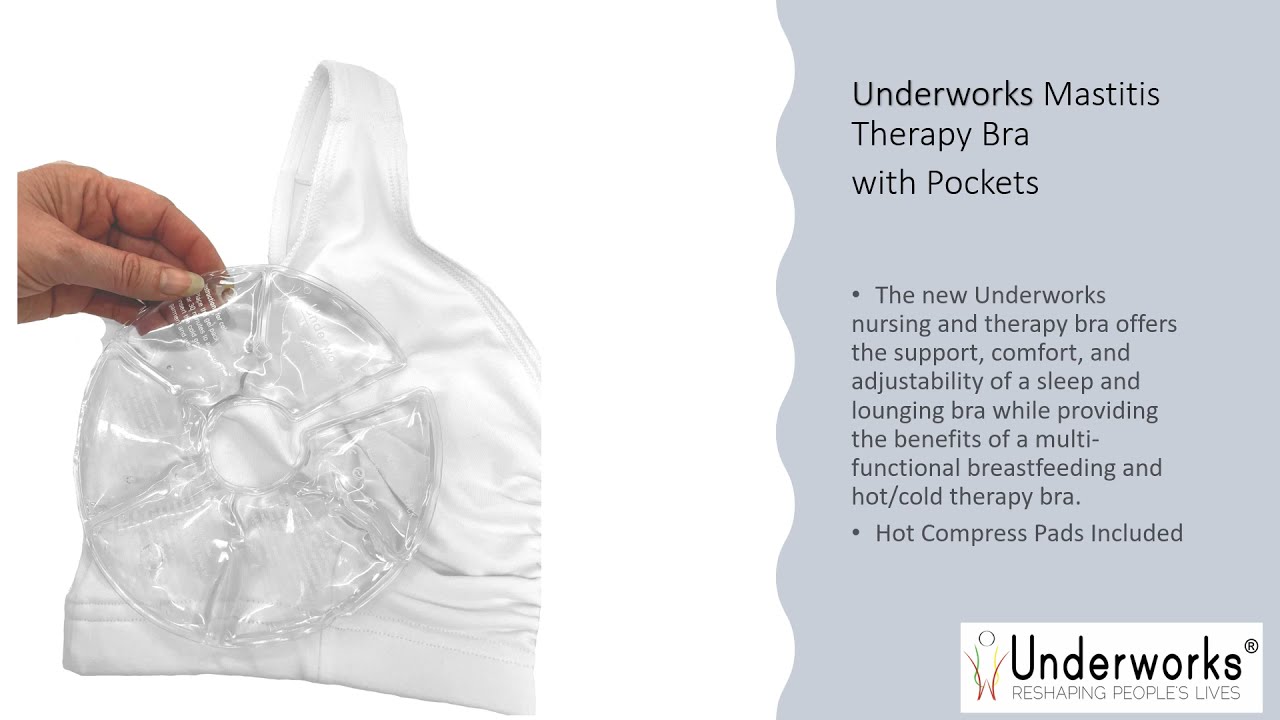 Underworks Mastitis Therapy Bra with Pockets - Postpartum Breast  Engorgement Relief 