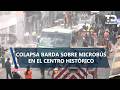 Colapsa barda en restauración sobre camión del transporte público en la Cuauhtémoc