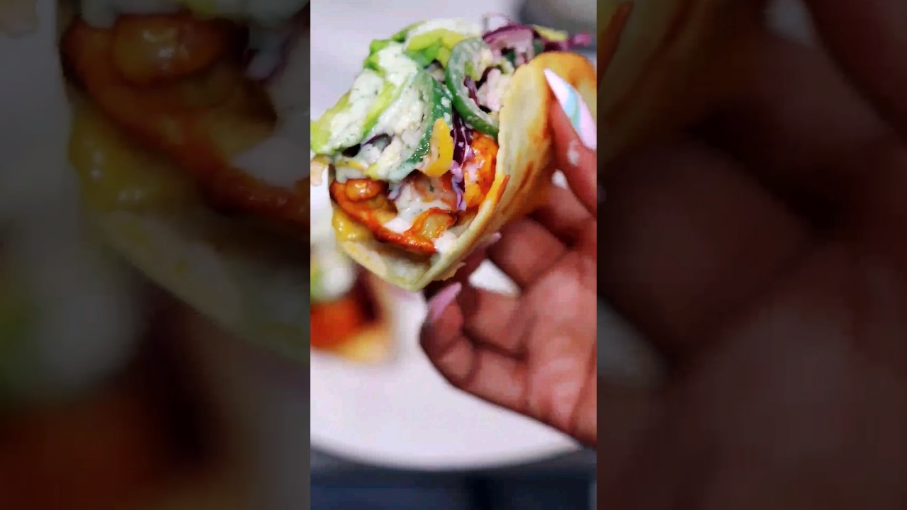 Crispy Buffalo cauliflower bite tacos 