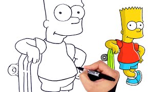 How to Draw Bart Simpson | Draw So Cute Cartoon | تعلم الرسم للمبتدئين | كيفية رسم بارت سيمبسون